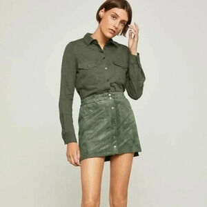 BCBGMaxAzria Mora Green Button Front Mini Skirt XS